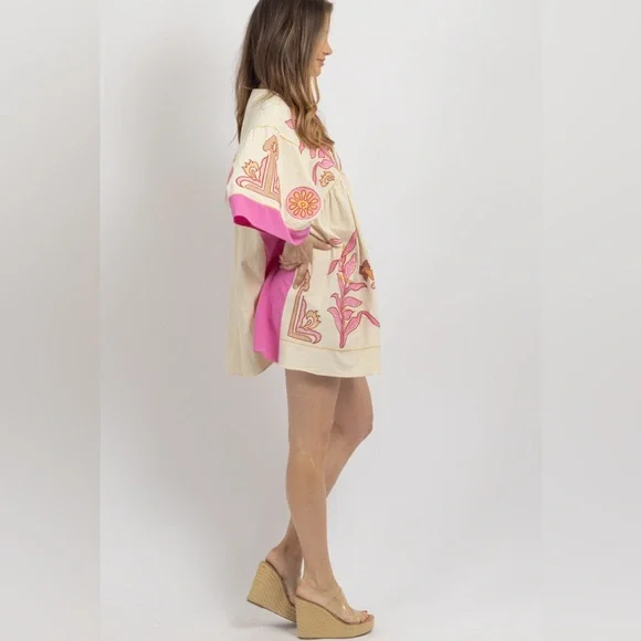 Sunday Up. REDUCED! Babydoll Caftan Style Dress. Size LG. Mini. - Picture 4 of 10